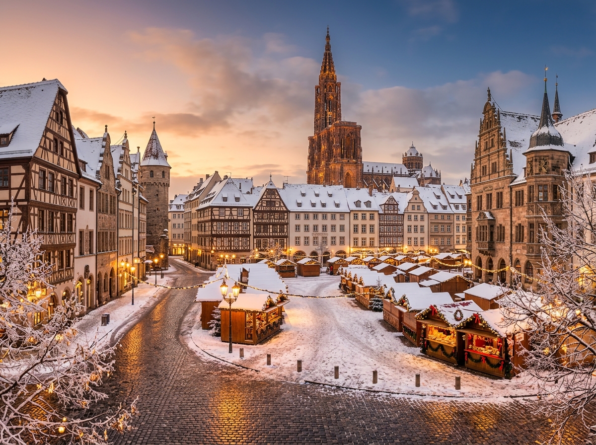 Best European cities winter travel destinations with snow-covered streets and Christmas markets